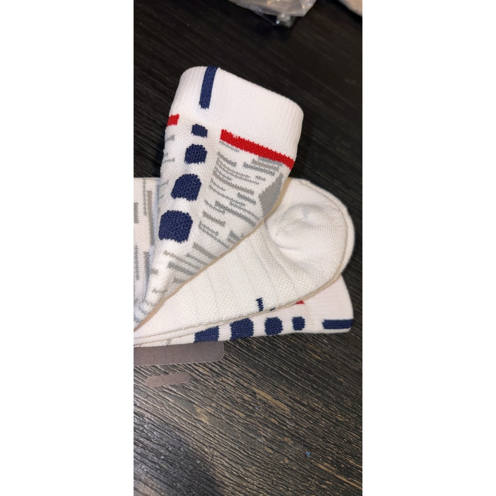 Nike Elite Quick Crew NBA Basketball Socks Mens Large White Blue Red, USA USMNT